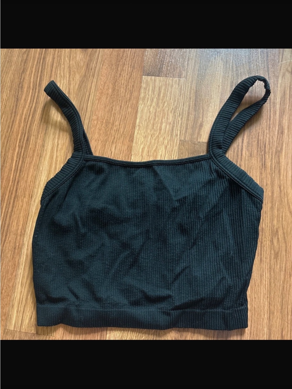 Colsie Black Ribbed Cropped Tank Top